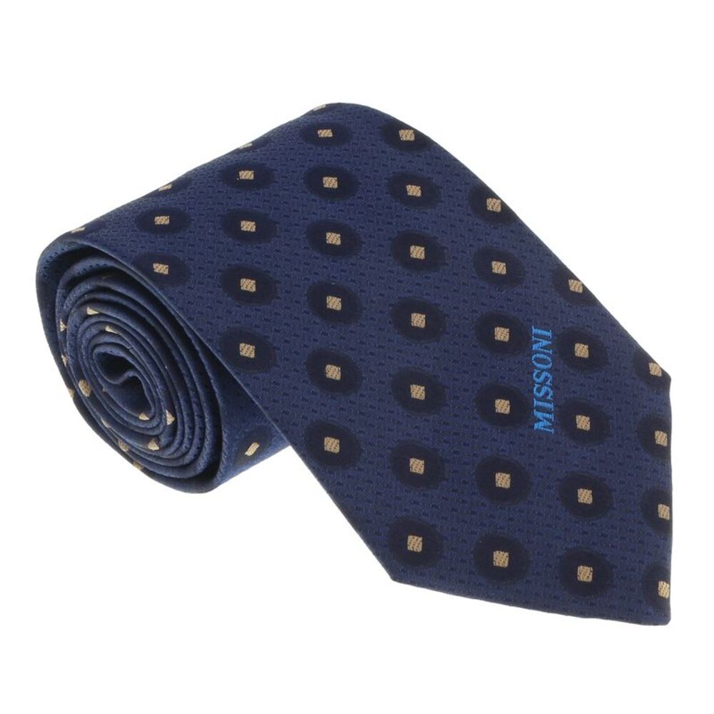 Missoni U5027 Navy  Polka Dot 100% Silk Tie